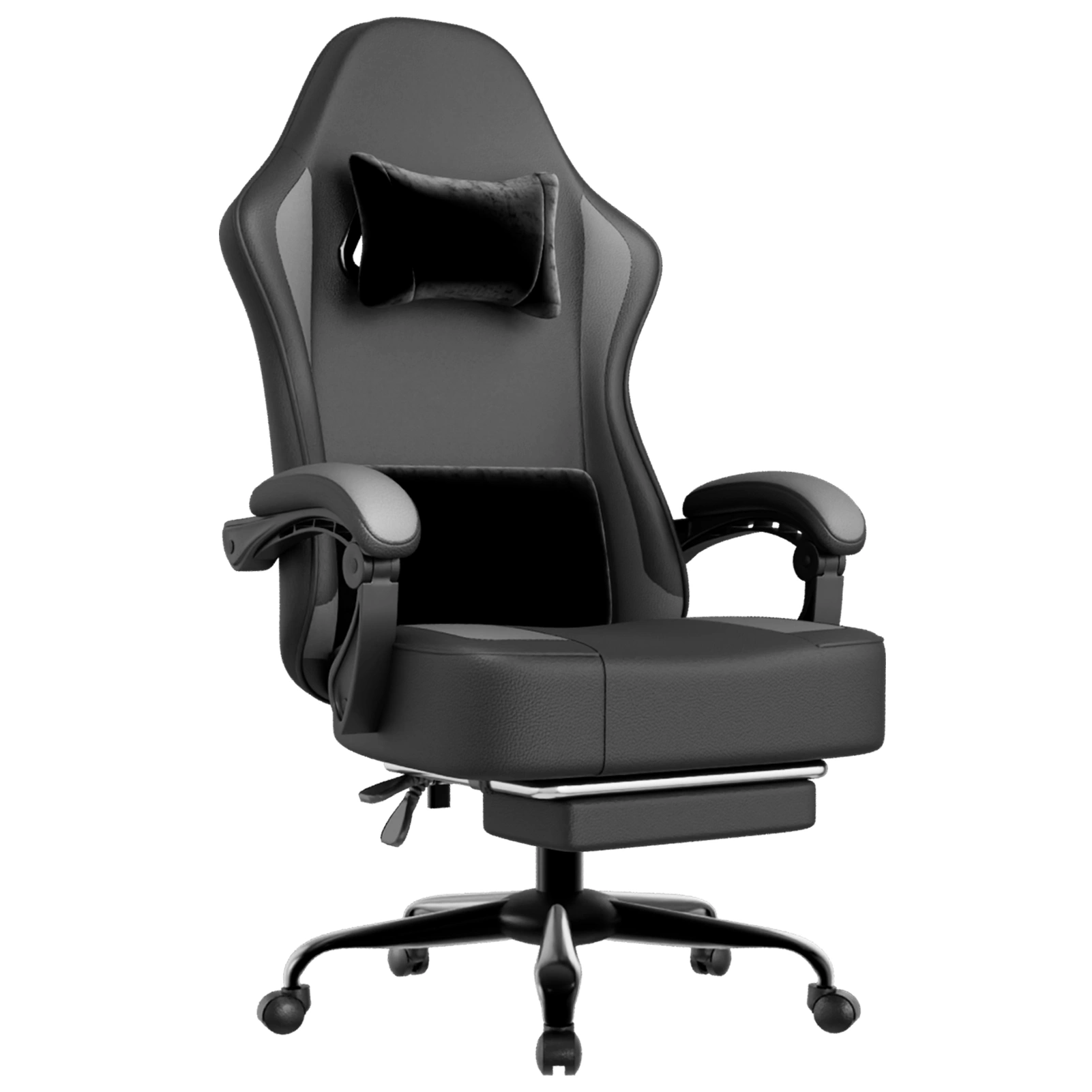 Ergonomic Gaming Chair with Footrest & Pocket Spring Cushion, Breathable PU Leather, Adjustable Headrest & Lumbar Support for Adults