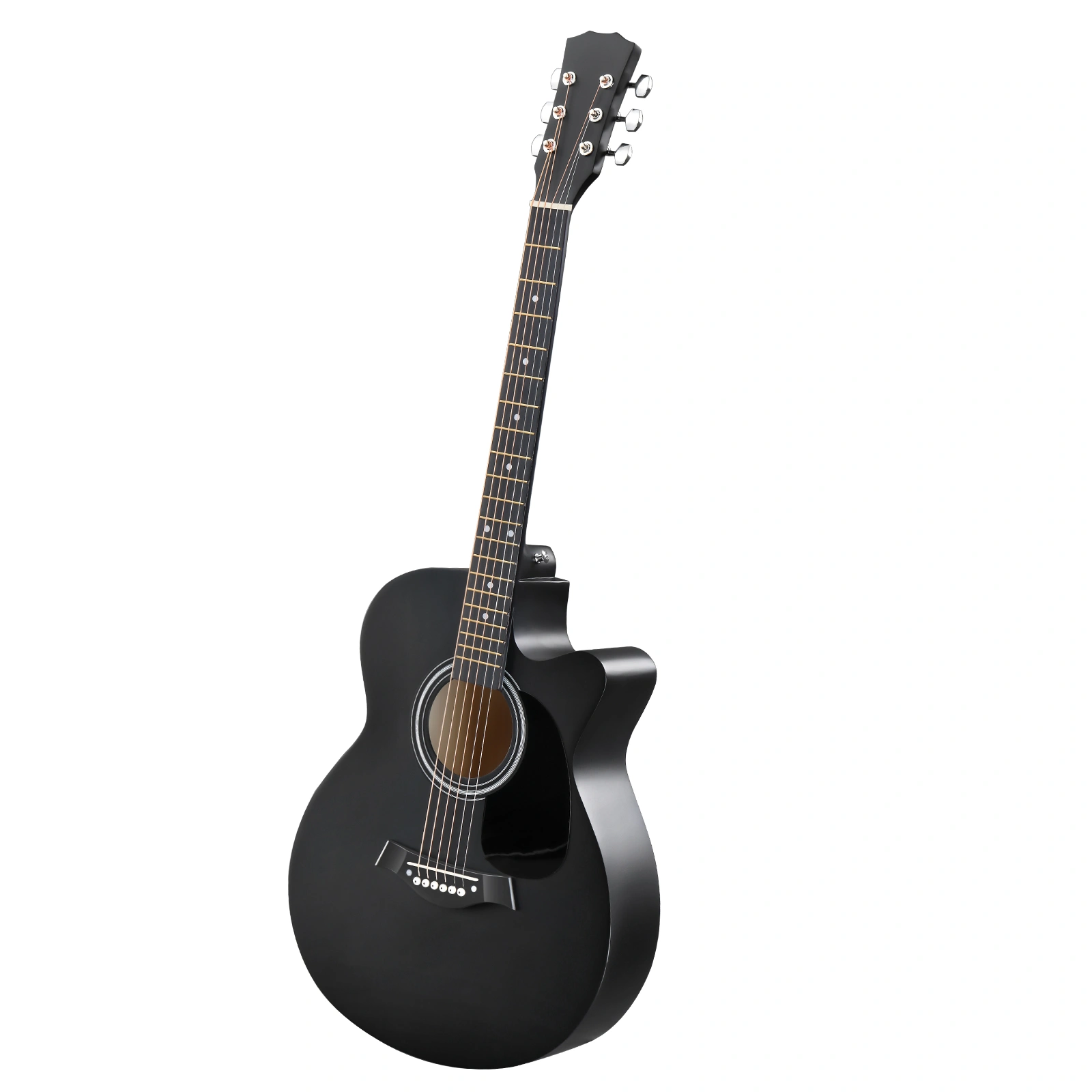 40 Inch Acoustic Guitar for Beginners, GA Body, Basswood, Matte Black, 6-String Student Folk Guitar with Case, Picks & Strap