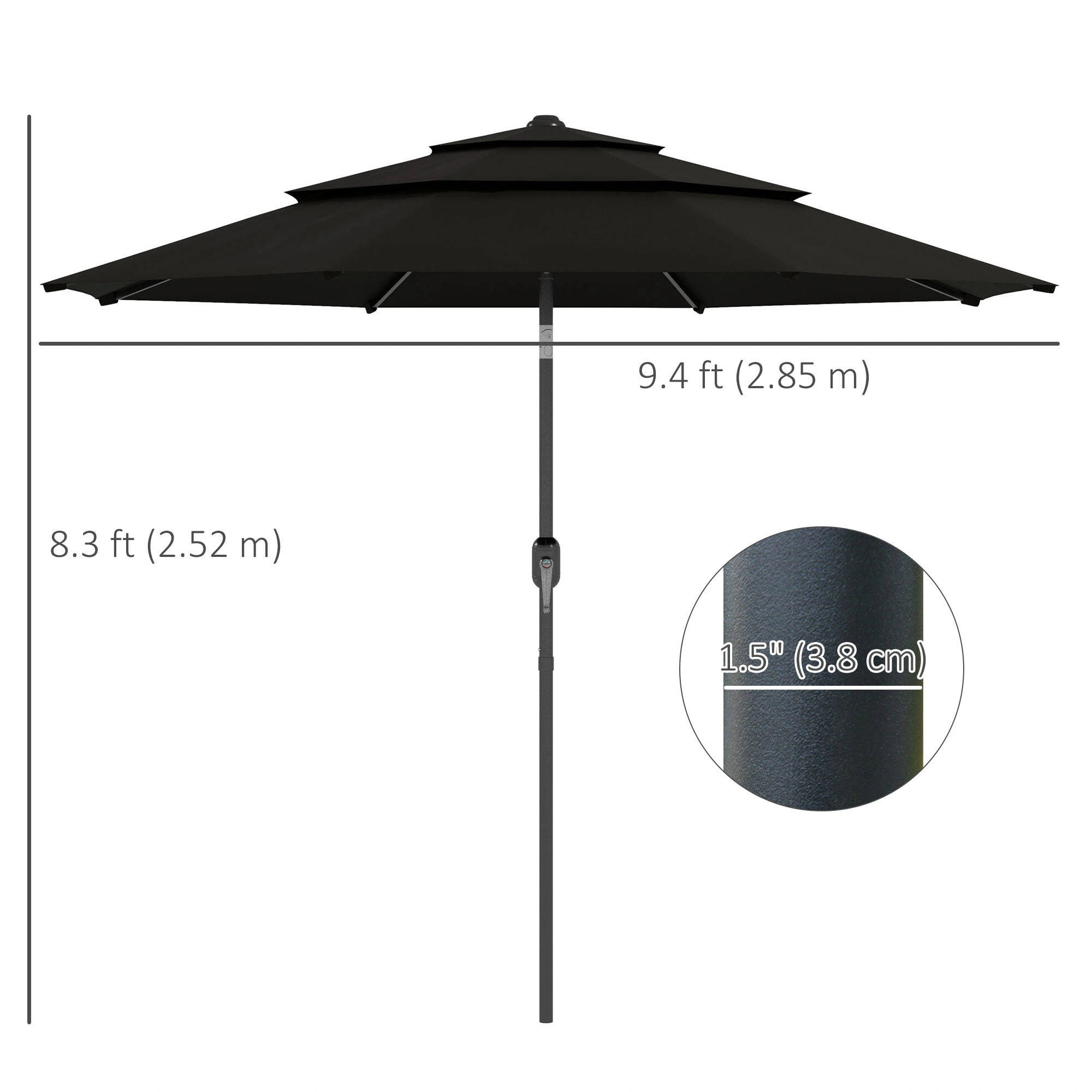 Portable Beach Umbrella Outdoor - Large Sun Shade Umbrella with UV Protection, Ventilated Canopy for Camping & Outdoor Activities view 3