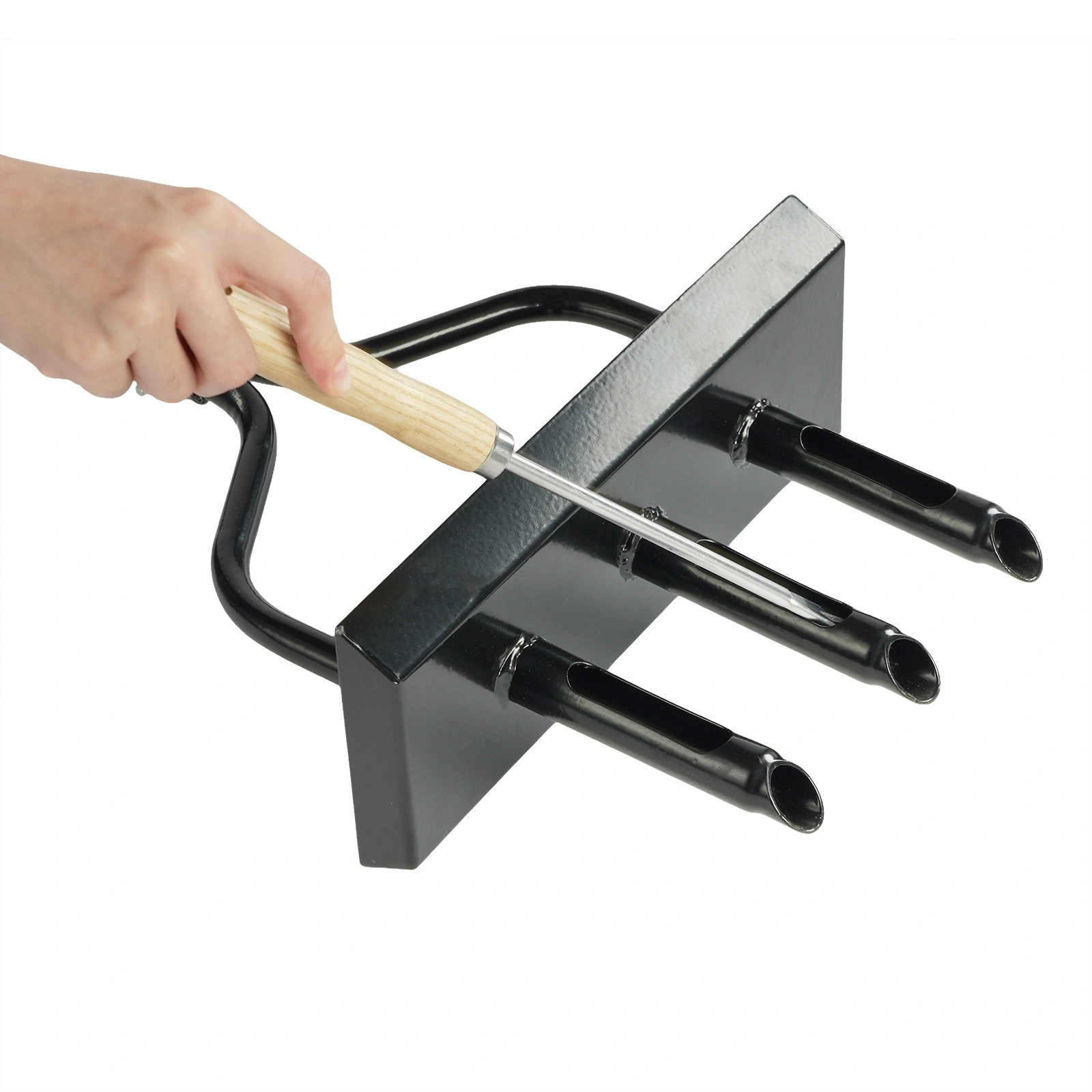 43in Lawn Aerator Garden Tool with Soil Core Tray, Manual Grass Plug Aerators & A Cleaning Tool, Coring Aeration Tools with 3 Tines for Gardening, Soil Compaction, Lawn Yard Care, Black view 10