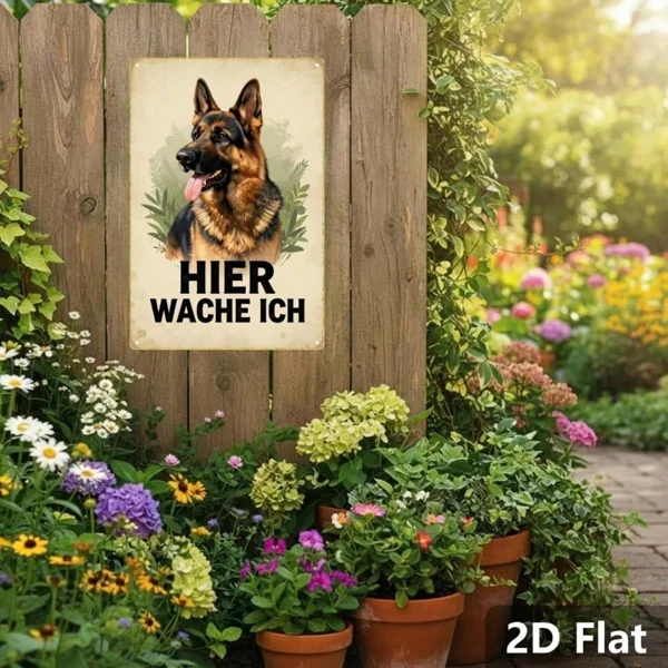 CIFbuy Vintage German Shepherd Metal Sign HIER WACHE ICH Retro Dog Wall Art Classic Animal Illustration 2D Flat Home Decor 1pc view 4