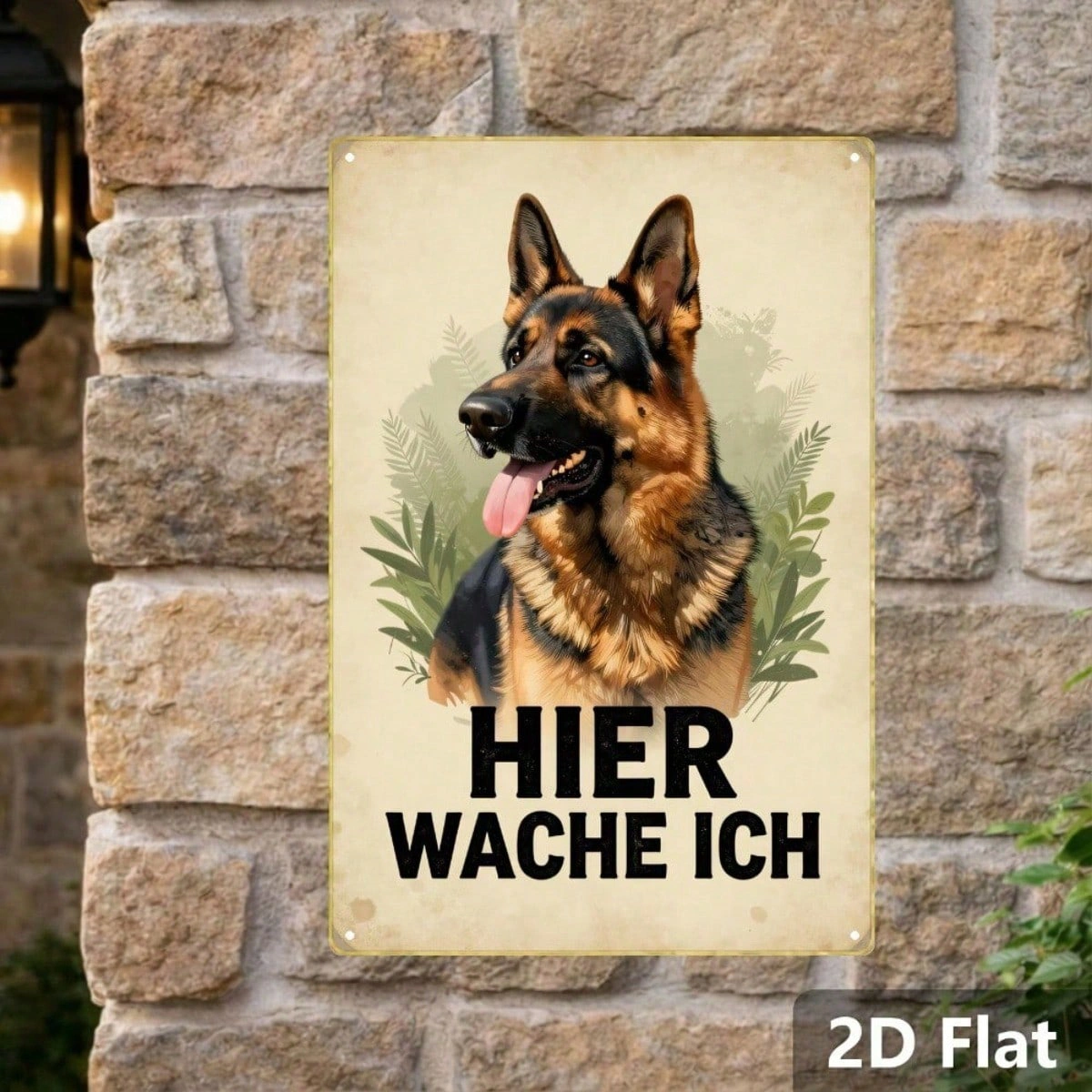CIFbuy Vintage German Shepherd Metal Sign HIER WACHE ICH Retro Dog Wall Art Classic Animal Illustration 2D Flat Home Decor 1pc view 2