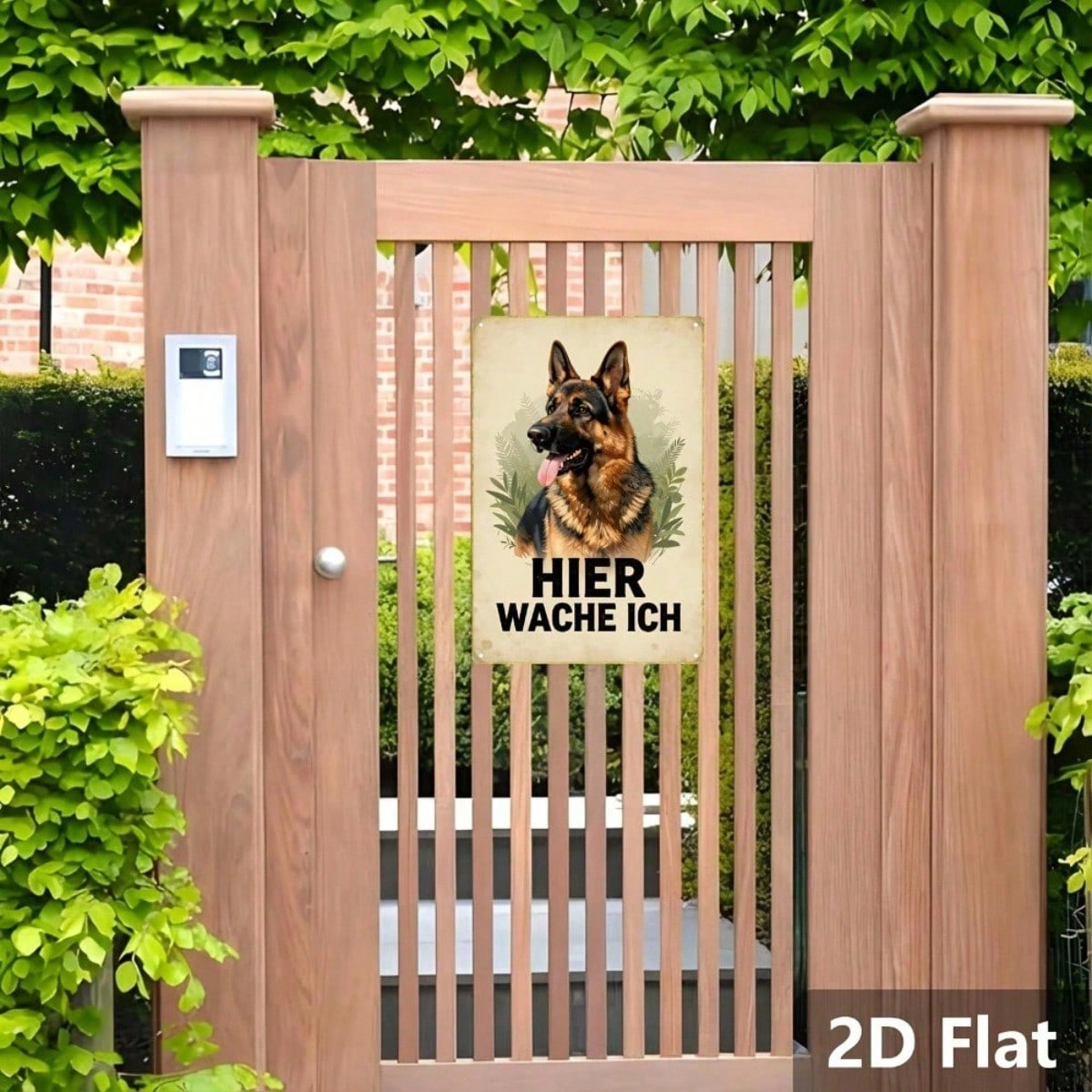 CIFbuy Vintage German Shepherd Metal Sign HIER WACHE ICH Retro Dog Wall Art Classic Animal Illustration 2D Flat Home Decor 1pc view 3