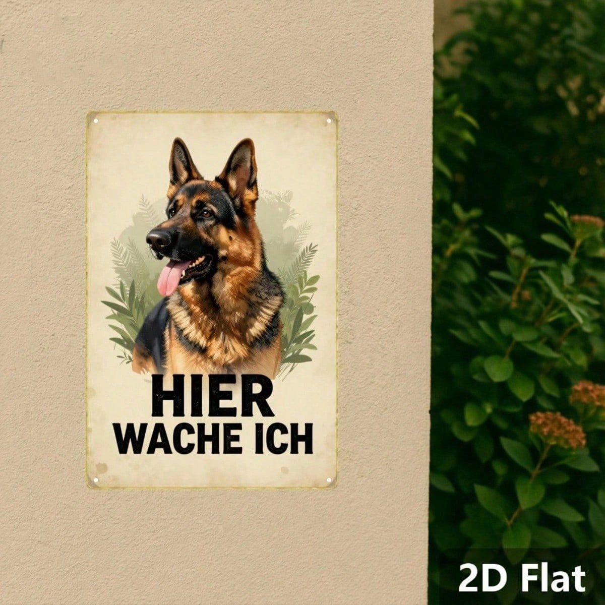 CIFbuy Vintage German Shepherd Metal Sign HIER WACHE ICH Retro Dog Wall Art Classic Animal Illustration 2D Flat Home Decor 1pc view 5