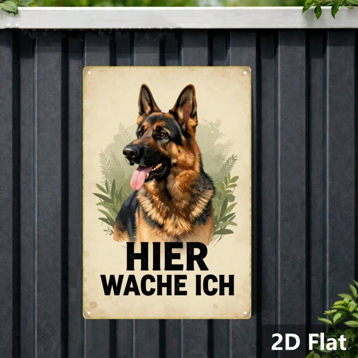 CIFbuy Vintage German Shepherd Metal Sign HIER WACHE ICH Retro Dog Wall Art Classic Animal Illustration 2D Flat Home Decor 1pc view 7