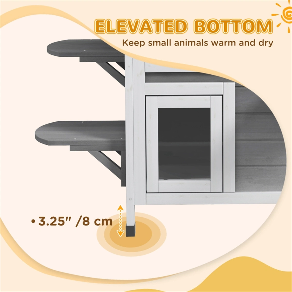 Gray 2-Story Waterproof Outdoor Cat House with Escape Door Openable Roof for Indoor Outdoor Use view 3