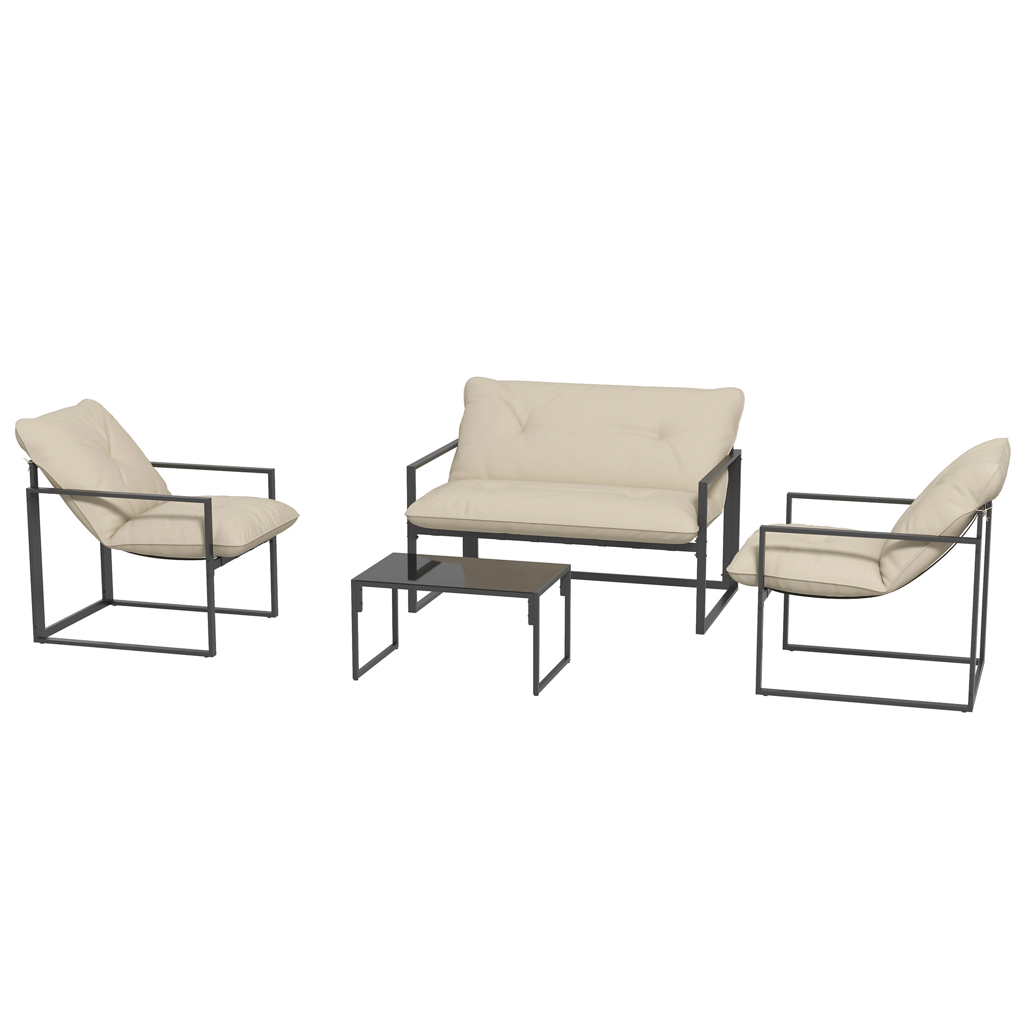 Outdoor Patio Furniture - All-Weather Wicker Rattan Conversation Set with Glass Table view 3