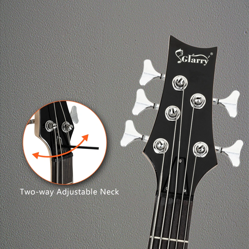 GIB Electric 5 String Bass Guitar Full Size Bag Strap Pick Connector Wrench Tool Burlywood view 22
