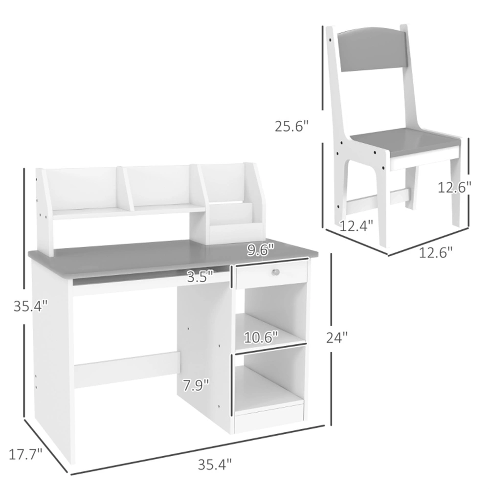 Kids Desk and Chair Set, Adjustable Height Study Table and Seating, for Bedroom, Home Office, School view 3