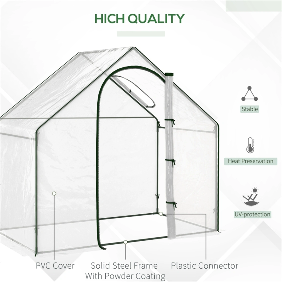 Mini Walk-in Greenhouse 10x10 ft, Heavy Duty Plant Growing Tent with Roll-up Sides, Double Door Design, Sturdy Steel Frame for Outdoor Garden view 2