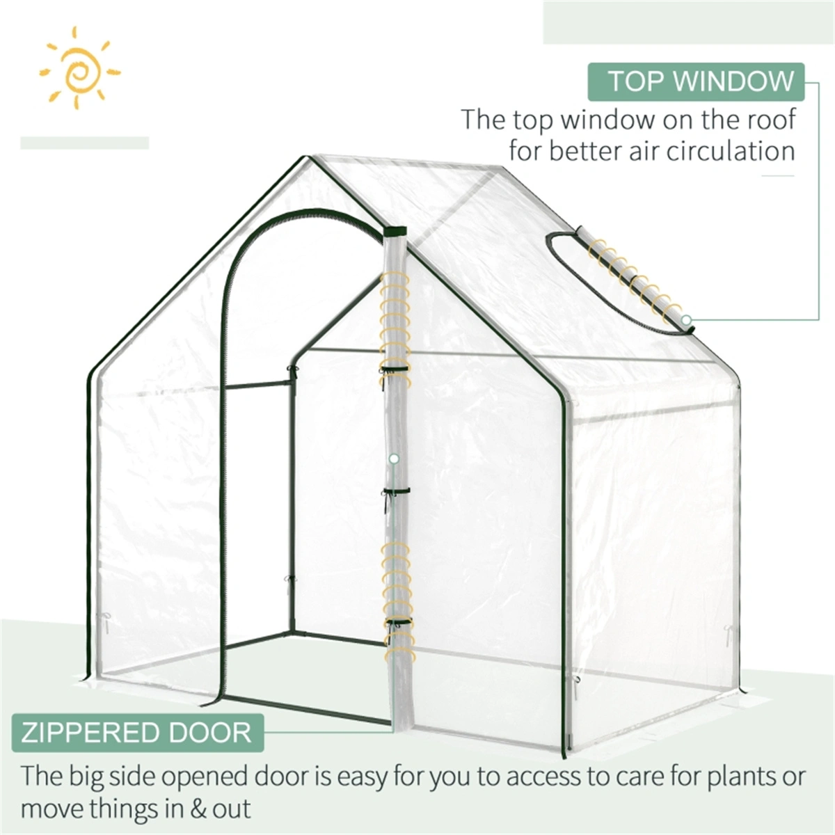 Mini Walk-in Greenhouse 10x10 ft, Heavy Duty Plant Growing Tent with Roll-up Sides, Double Door Design, Sturdy Steel Frame for Outdoor Garden view 3