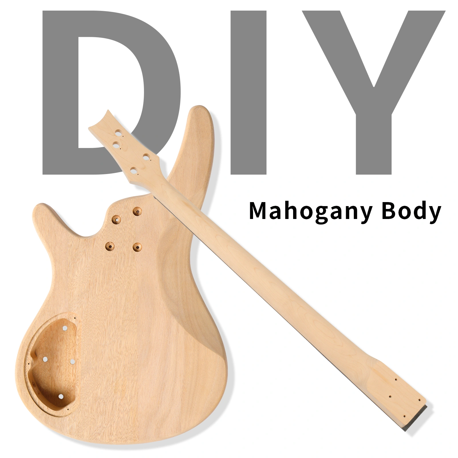DIY 4 String IB Style Electric Bass Guitar Kits with Mahogany Body, Maple Neck and Accessories view 10