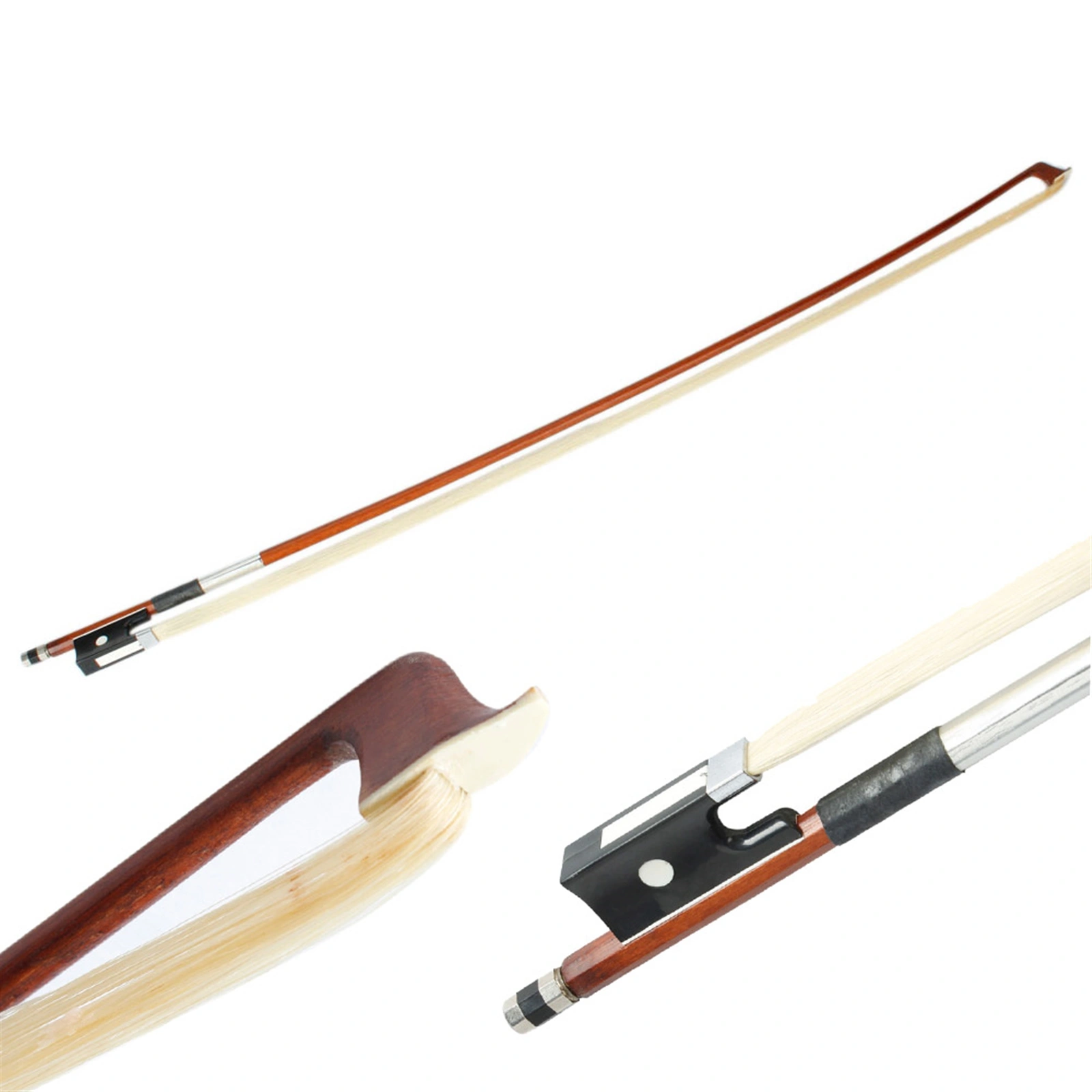 4/4 High Quality Arbor Violin Bow with Black Handle - Brown Pernambuco Bar