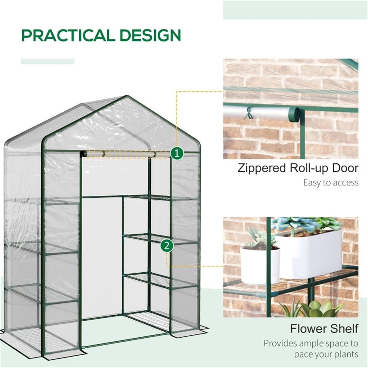 Walk-in Greenhouse 10x12 ft, Heavy Duty Plant Growing Tent with Double Door, Large Size for Indoor Outdoor Use, Sturdy Metal Frame