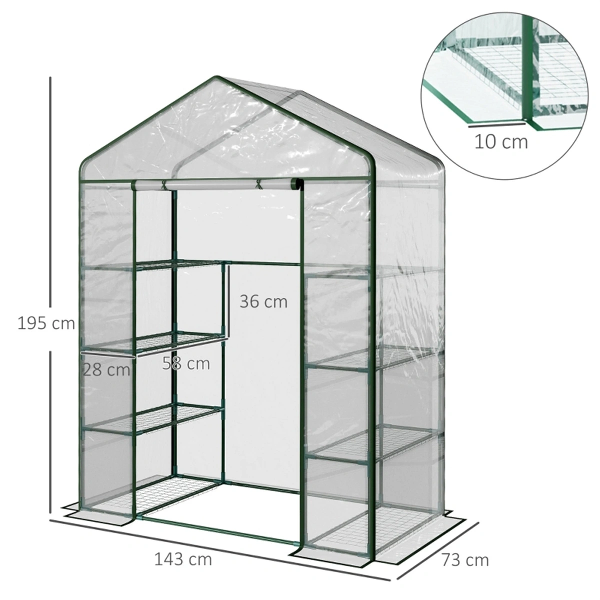 Walk-in Greenhouse 10x12 ft, Heavy Duty Plant Growing Tent with Double Door, Large Size for Indoor Outdoor Use, Sturdy Metal Frame view 3
