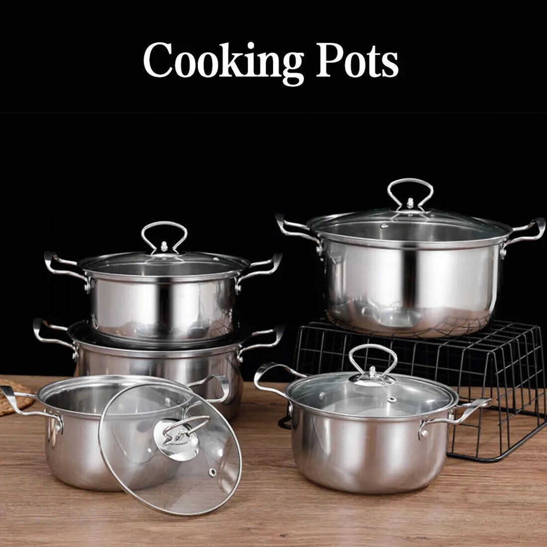 11-Piece Stainless Steel Induction Cookware Set, Non-Stick Pots and Pans with Lids, All Stove Compatible view 3