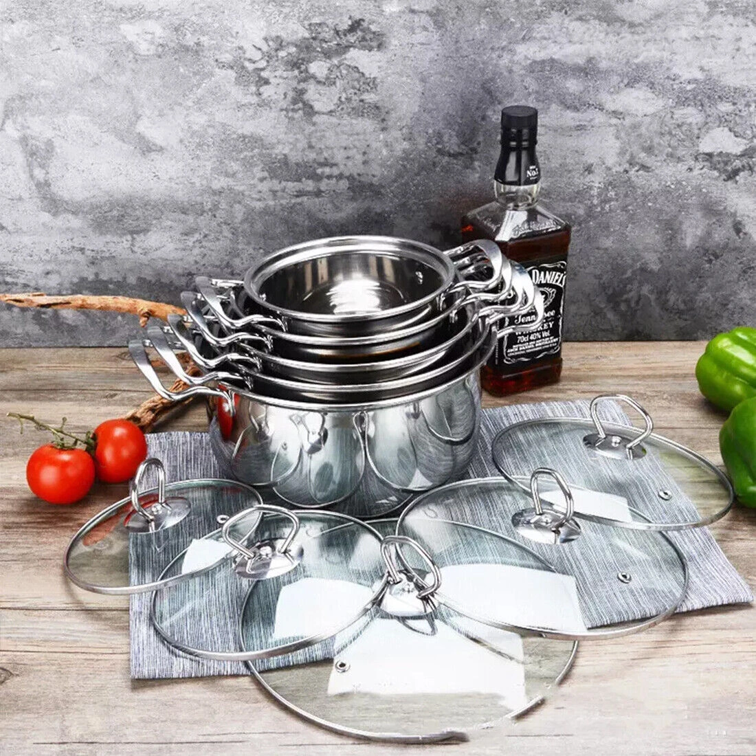 11-Piece Stainless Steel Induction Cookware Set, Non-Stick Pots and Pans with Lids, All Stove Compatible view 5