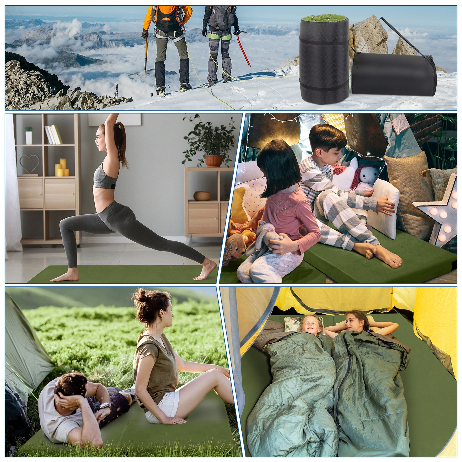 75"D x 30"W x 2.5"H sleeping mat for camping green view 17