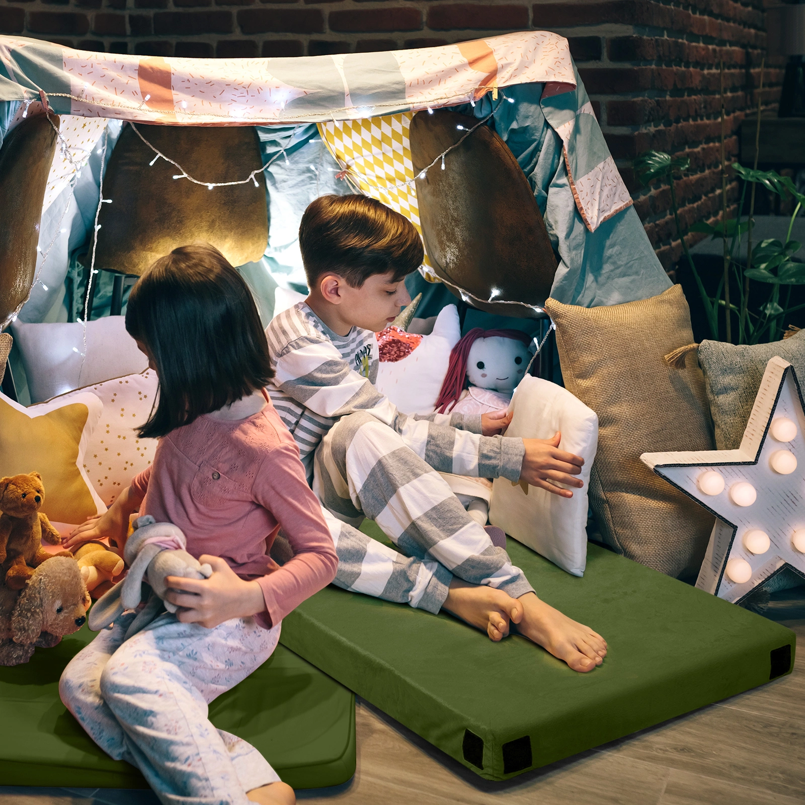 75"D x 30"W x 2.5"H sleeping mat for camping green view 8