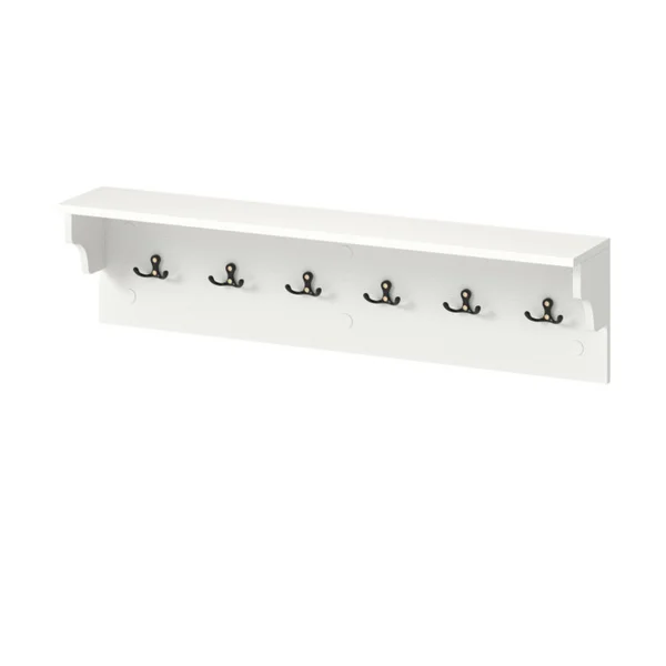 Wall Mount Coat Rack with Shelf - 31.5"x5.5"x8", 6 Hooks & 110LBS Capacity (White) view 4