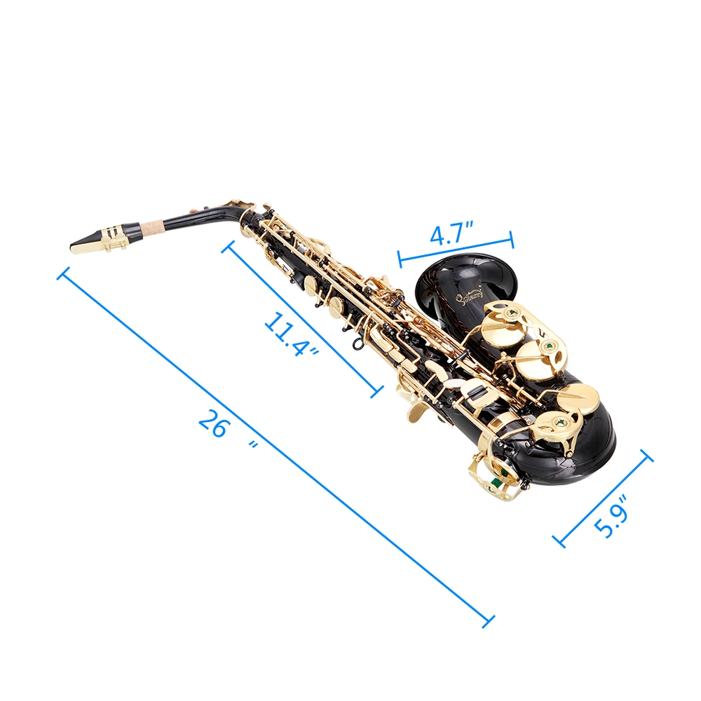 Alto Saxophone Eb E-Flat in Black - 11 Reeds, Hard Case & Care Kit Bundle for Students Beginners view 3