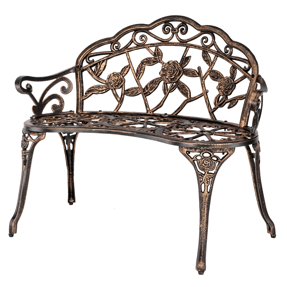 Cast Aluminum Rose Garden Chair 38.5" Outdoor Courtyard Park Leisure Patio Decor Seating