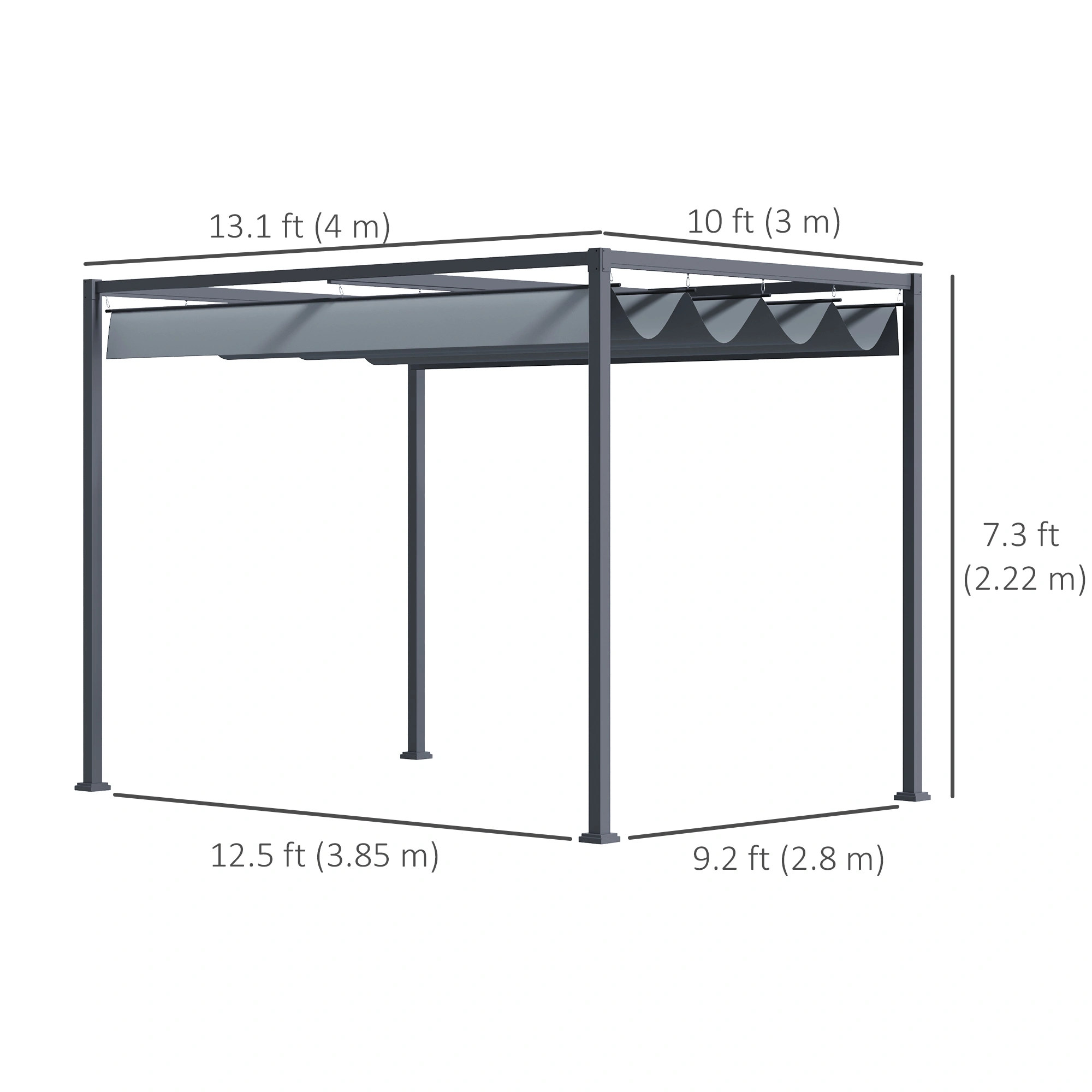Outdoor Patio Gazebo 3x3m, Heavy Duty Steel Pergola with Removable Mesh Walls & Polycarbonate Roof, Weather Resistant Garden Shade Canopy, White view 3