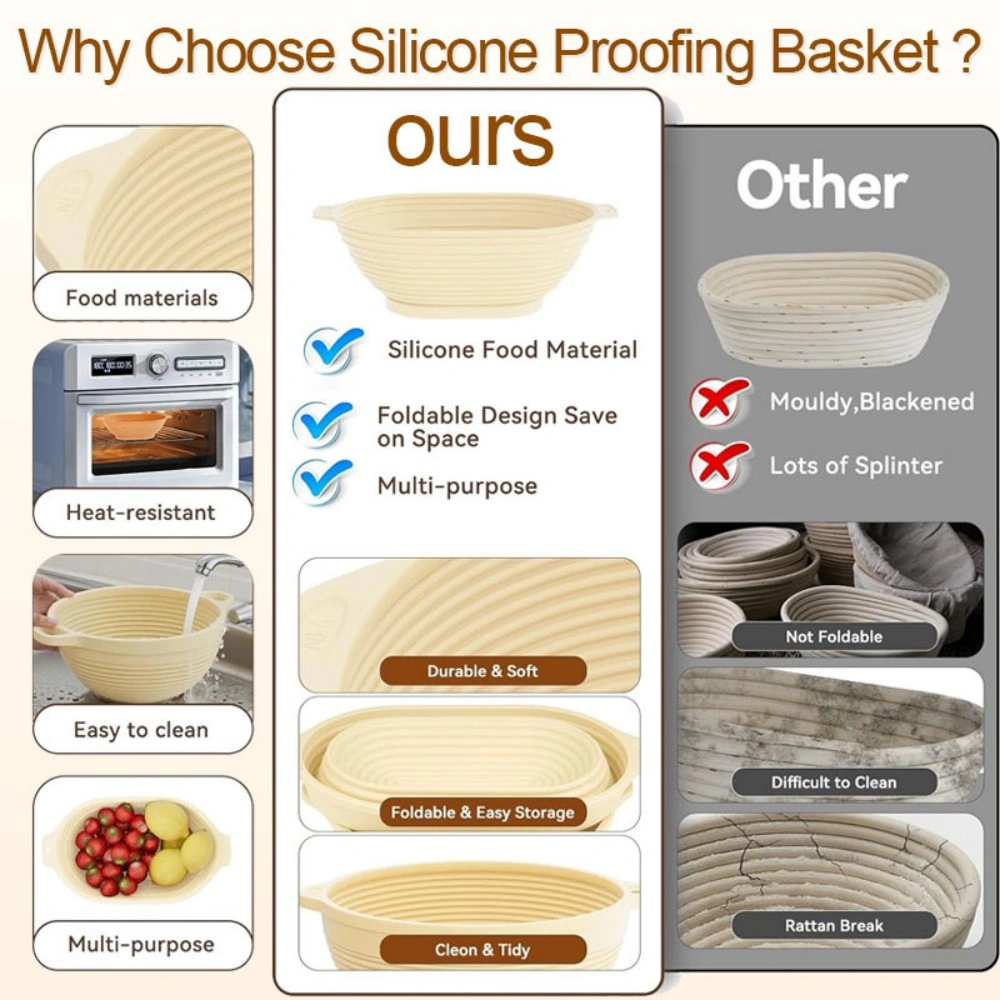 Sourdough Proofing Basket Set - Bread Fermentation Banneton with Cotton Liner for Artisan Dough Rising and Baking view 4