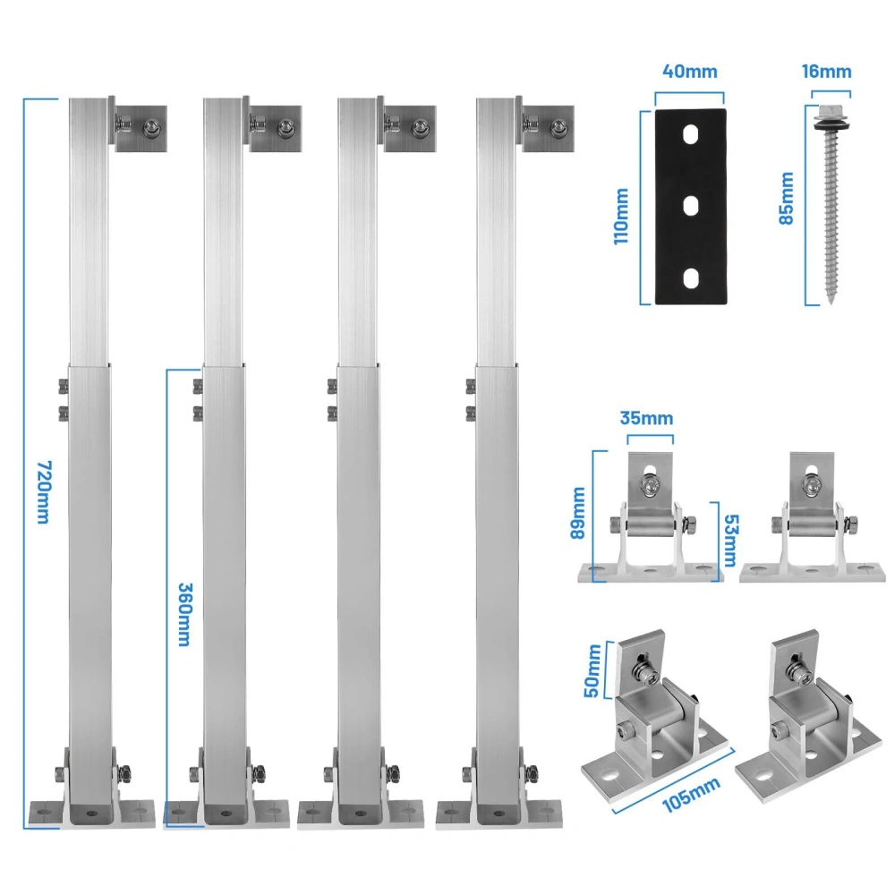Solar Panel Floor Mount Stand Balcony Power Flat Roof PV Bracket Holder for 600W System view 4