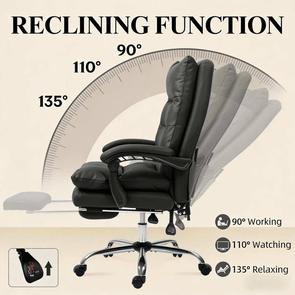Ergonomic Office Chair with Massage Function - Lumbar Support, Adjustable Height, Swivel Executive Desk Chair view 5