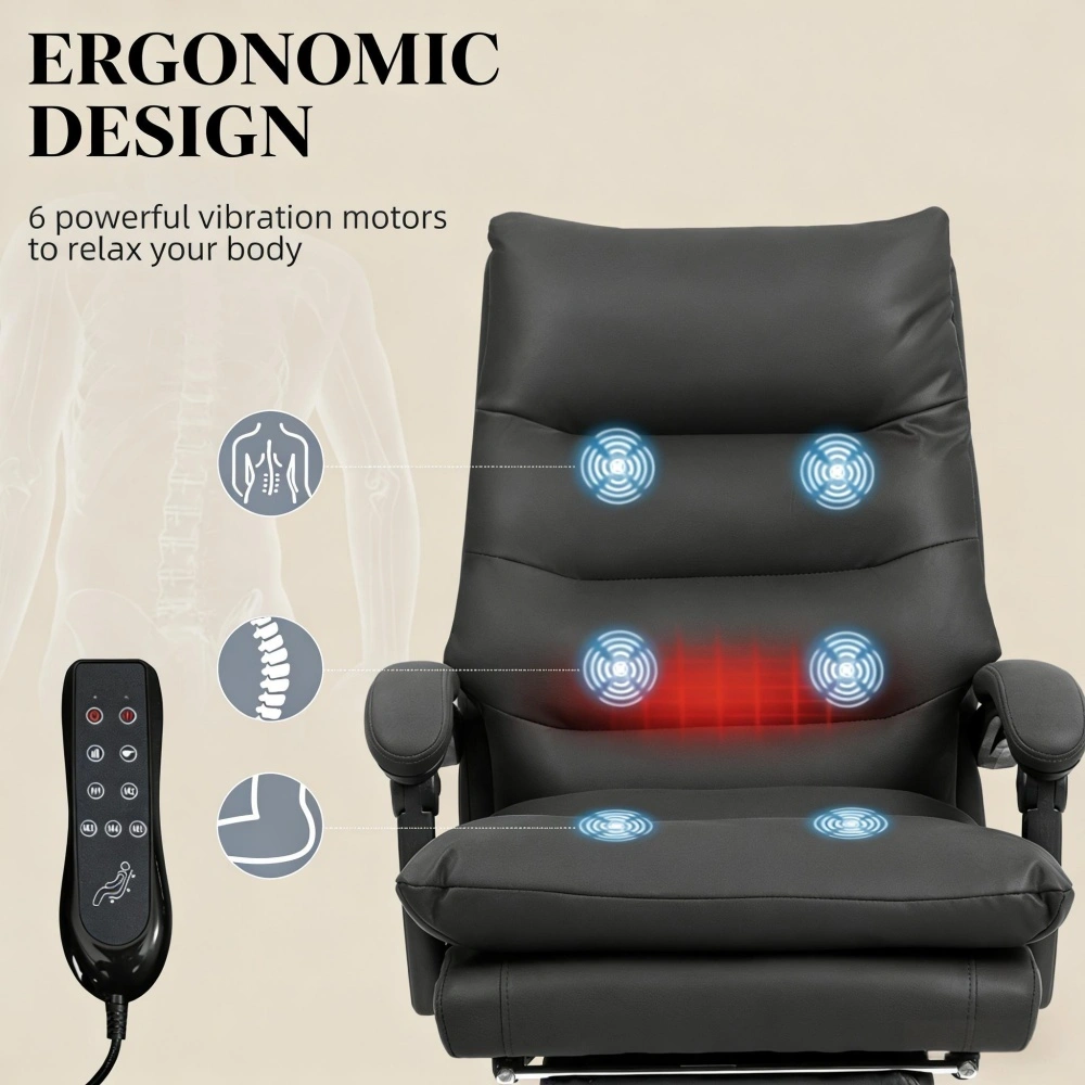 Ergonomic Office Chair with Massage Function - Lumbar Support, Adjustable Height, Swivel Executive Desk Chair view 6
