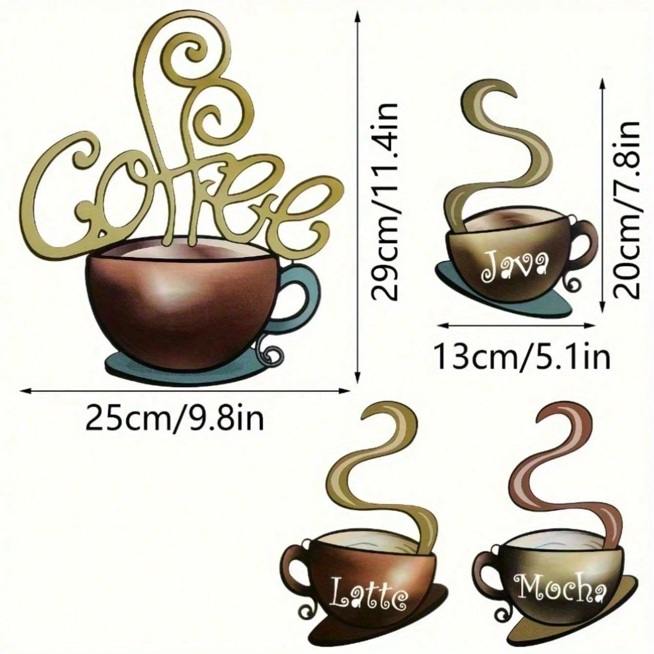 4 Pcs Metal Coffee Cup Wall Art Decor, Vintage Coffee Bar Signs, Kitchen Restaurant Cafe Lounges, Metal Coffee Cup Logos, Gift view 3