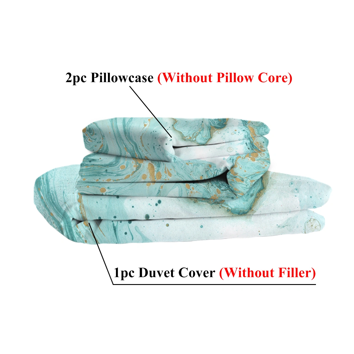 Chic Girly Marble Duvet Cover Single Mint Gold Glitter Turquoise Aqua Teal Blue Abstract Comforter Set view 5