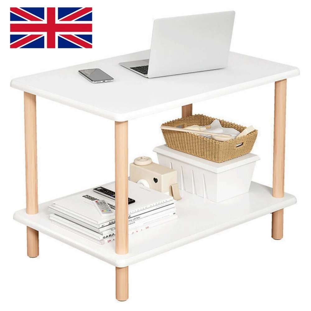 White Narrow End Table, Small Side Table Bedside Nightstand for Living Room UK view 3