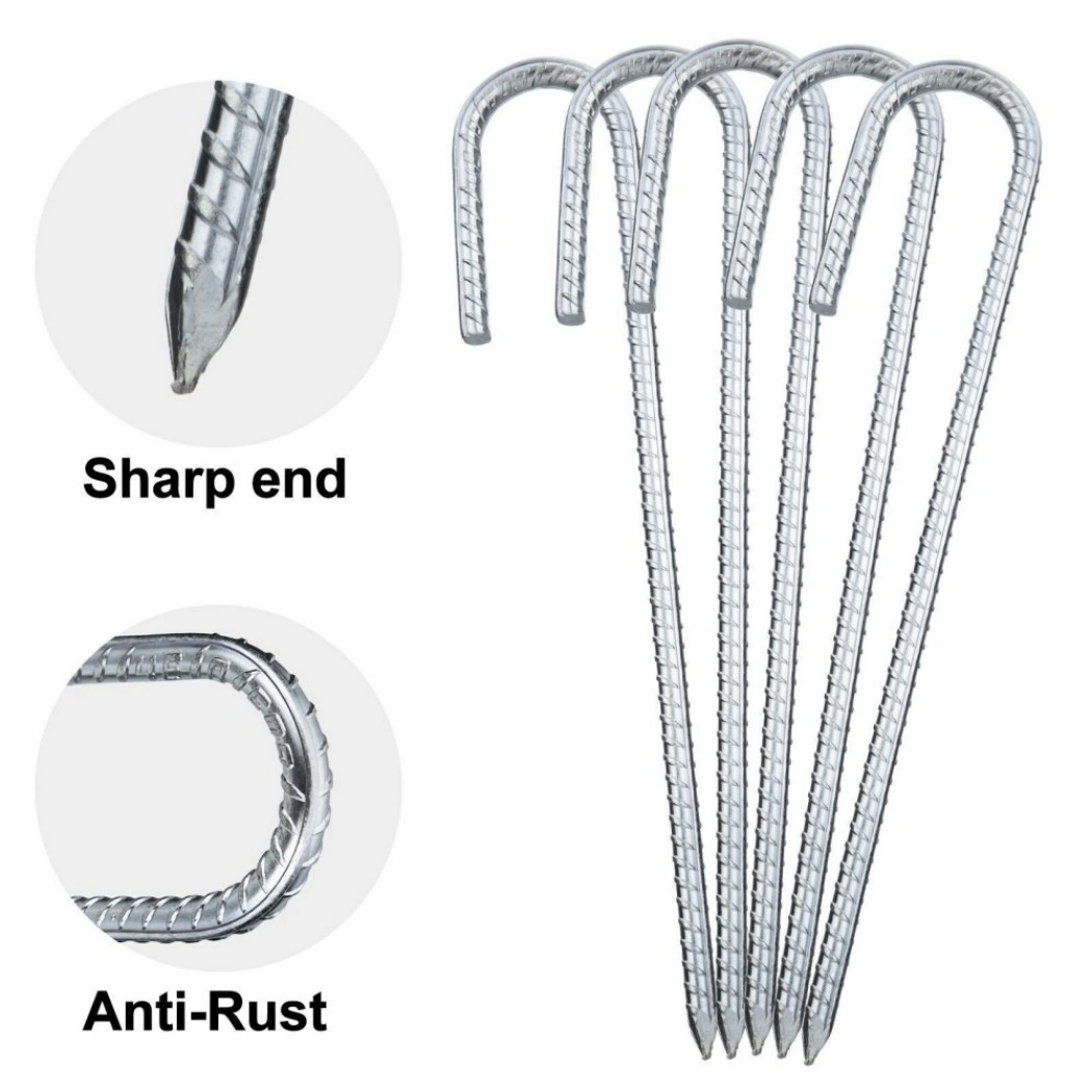8PCS Heavy Duty Trampoline Wind Stakes J-Shaped Metal Ground Anchors Tent Pegs view 5