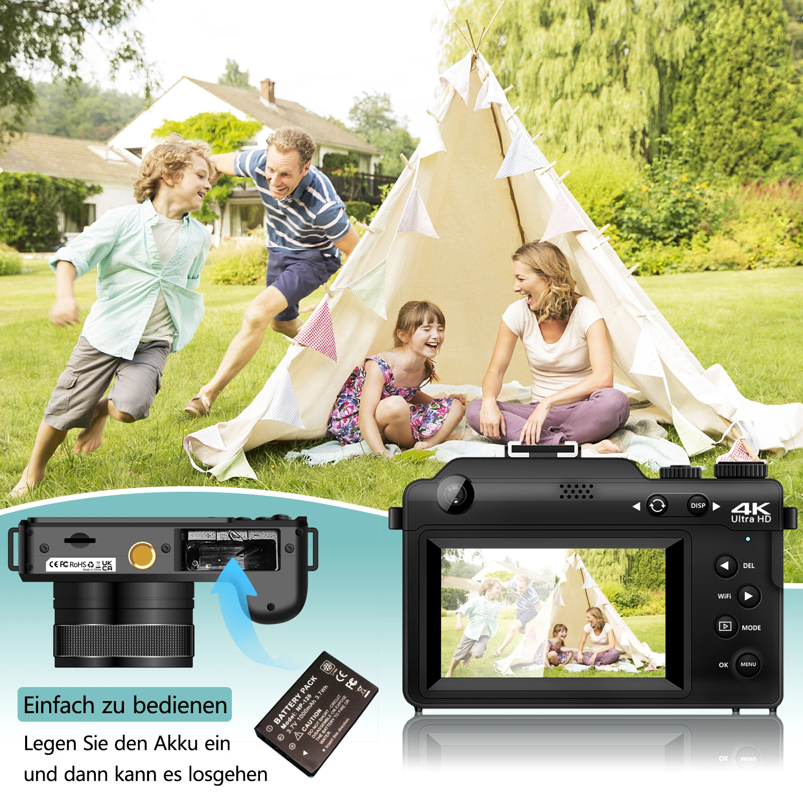 48MP HD 1080P Digital Camera Dual Front Rear Cameras Anti-Shake Auto Focus 3.0" LCD Compact Camera view 4