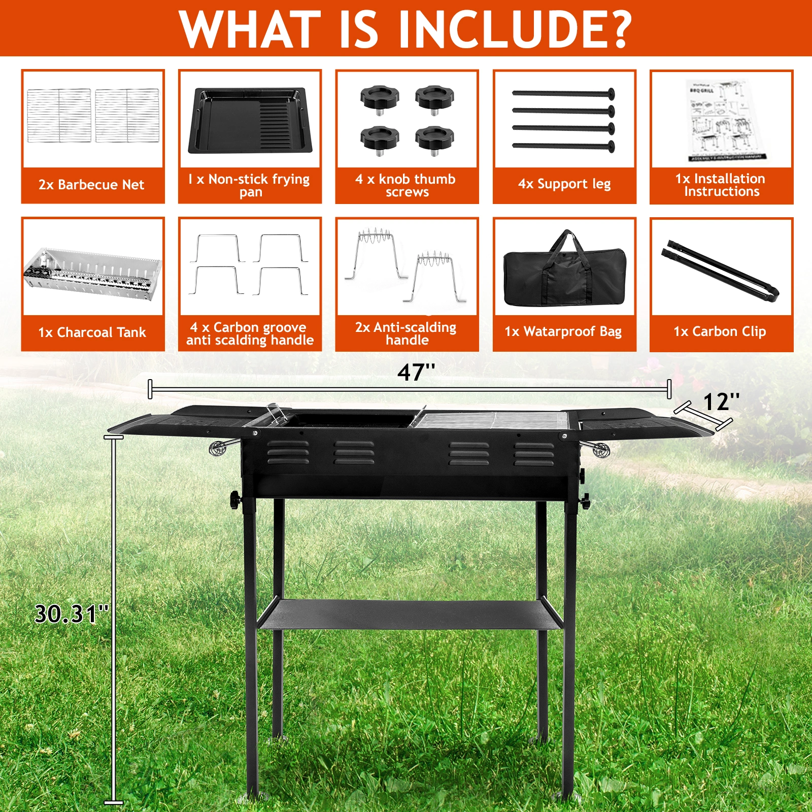 Portable Foldable Charcoal BBQ Grill, Compact Kabob Hibachi Griddle for Camping, Garden, Backyard, Picnic, Travel, Purple view 2