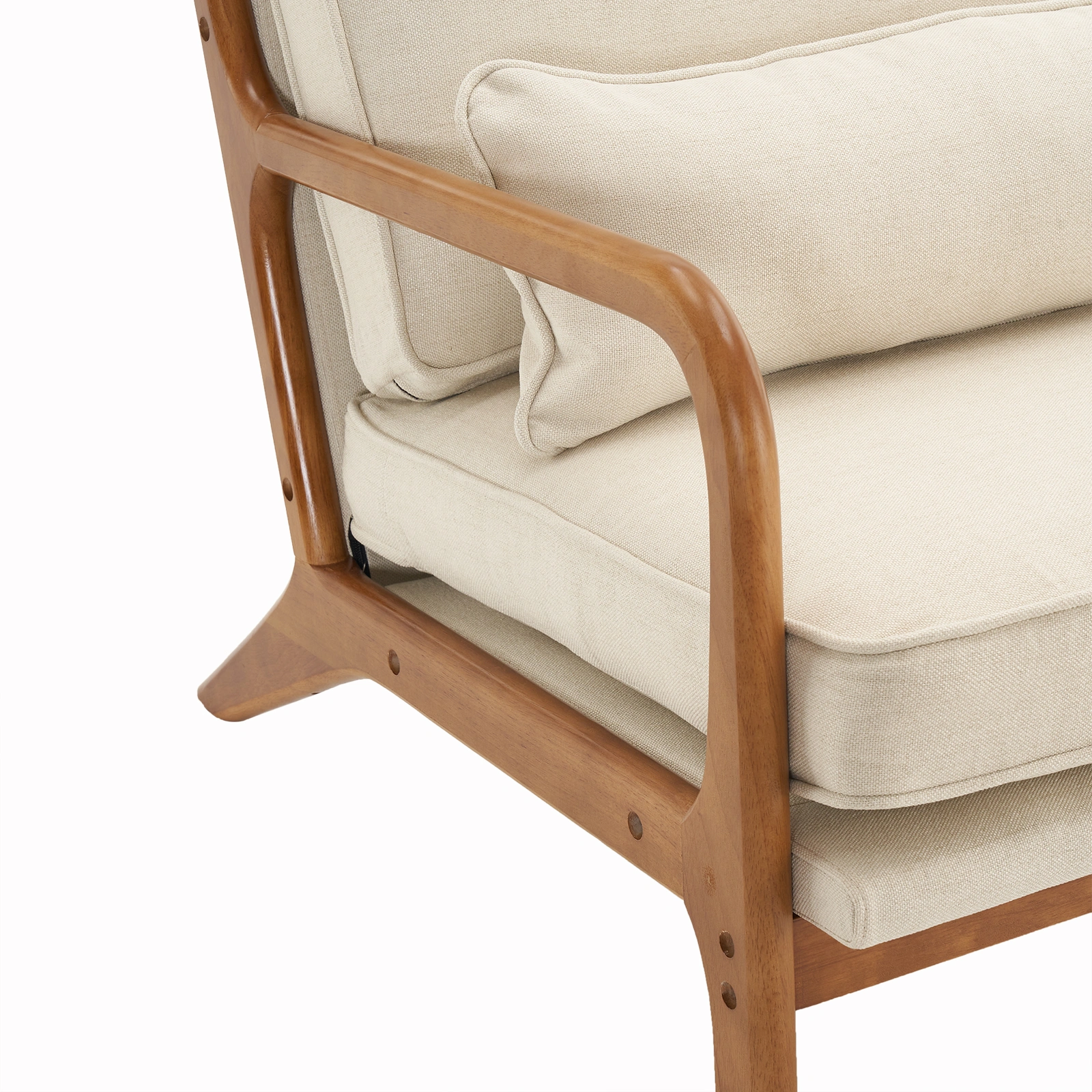 Oak Armrest Oak Upholstered Single Lounge Chair Indoor Lounge Chair Off-White view 16