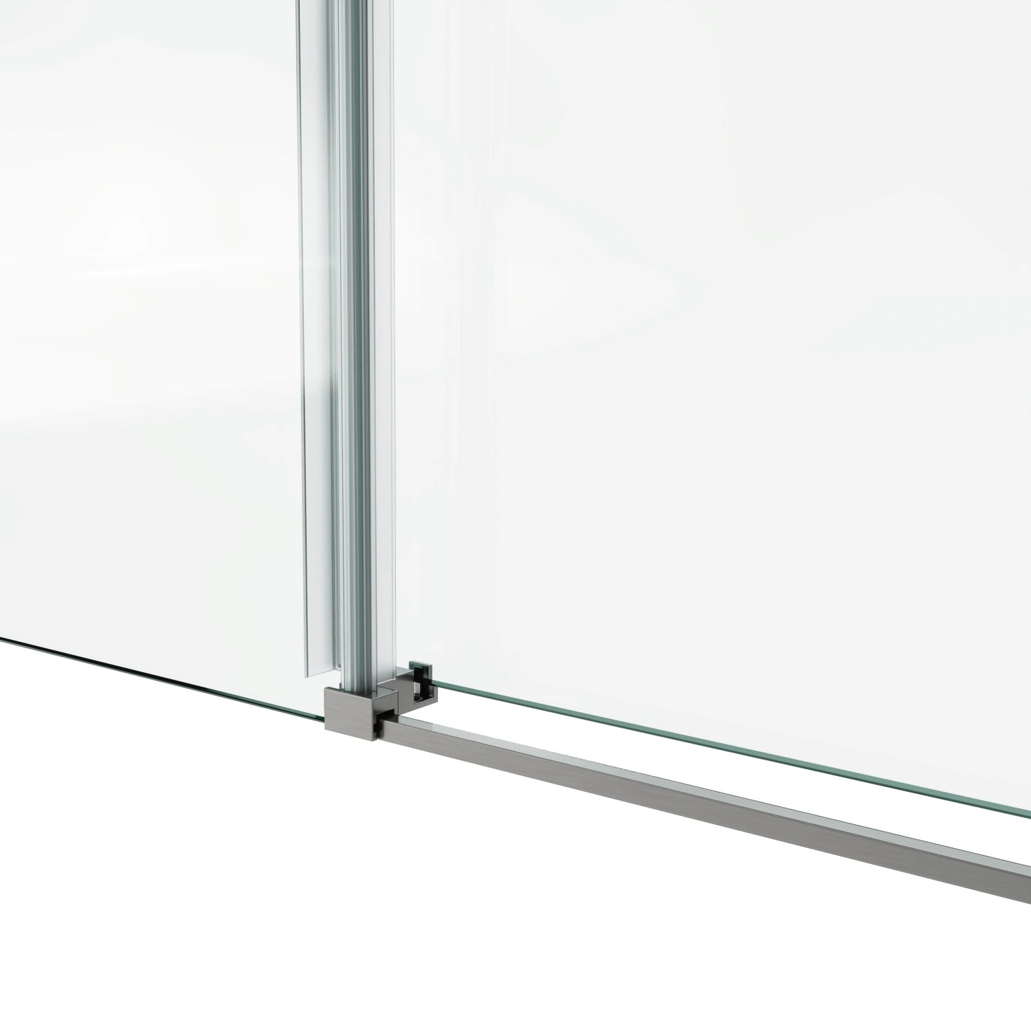 60x76 Inch Frameless Fixed & Sliding Shower Door - 3/8" (10mm) SGCC Tempered Glass, Clear, Stainless Steel Round Tube Hardware view 6