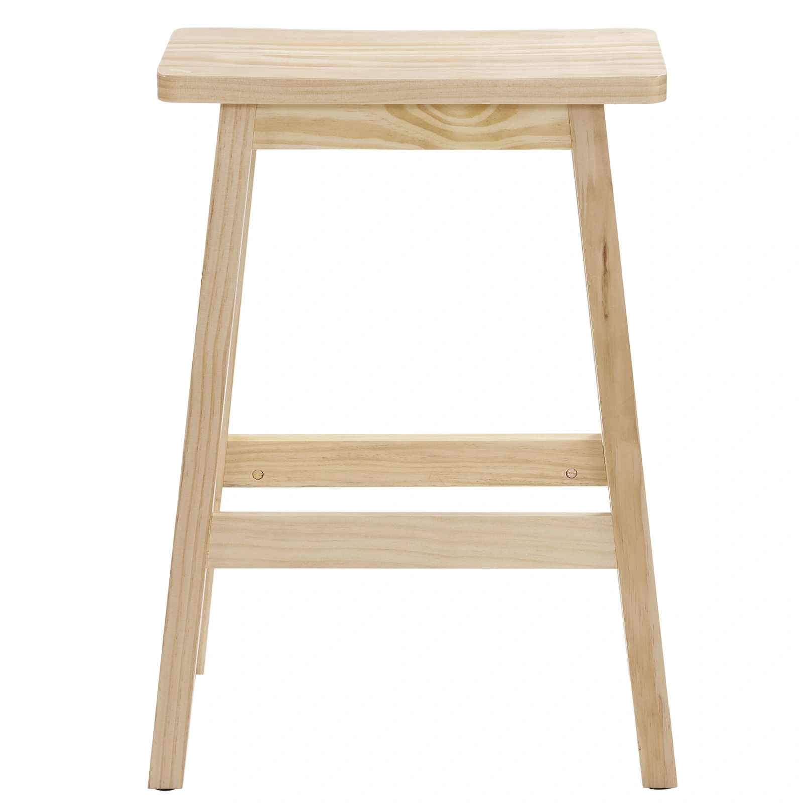 Set of 2 Saddle Seat Counter Stools, 24 Inch Wood Bar Stools for Dining Room Kitchen Pub Chair, Wood Color view 3
