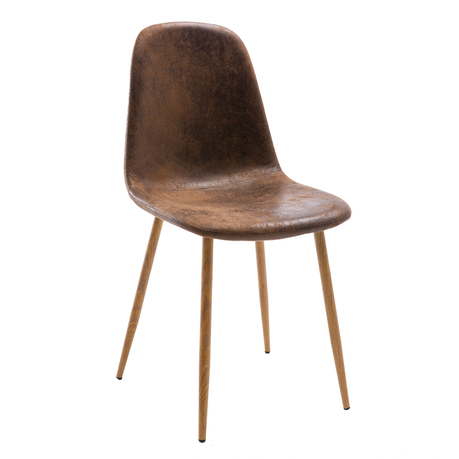 Set of 6 Suede Leather Dining Chairs, Brown Upholstered Dining Room Chair Set view 3