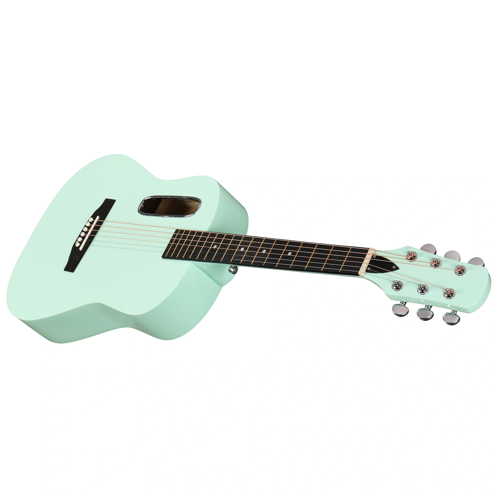 38" Acoustic Guitar for Beginners, H Body Basswood Folk Guitar, Mint Green 6-String Student Guitar w/ Case, Picks & Strap view 3