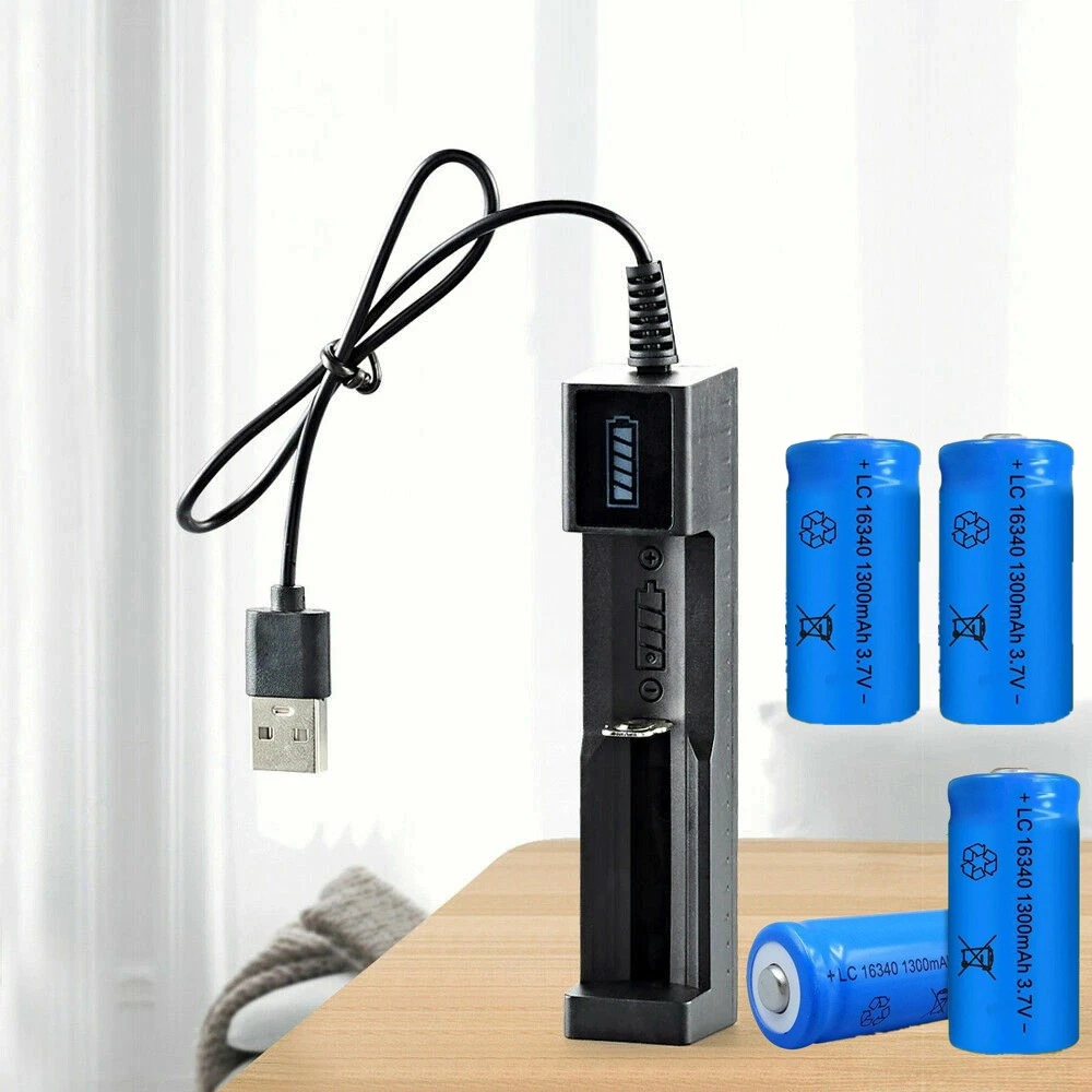 8x 16340 3.7V Li-ion Rechargeable Battery Pack + 2x USB Charger, 3.7 Volt Lithium Ion Cells view 4