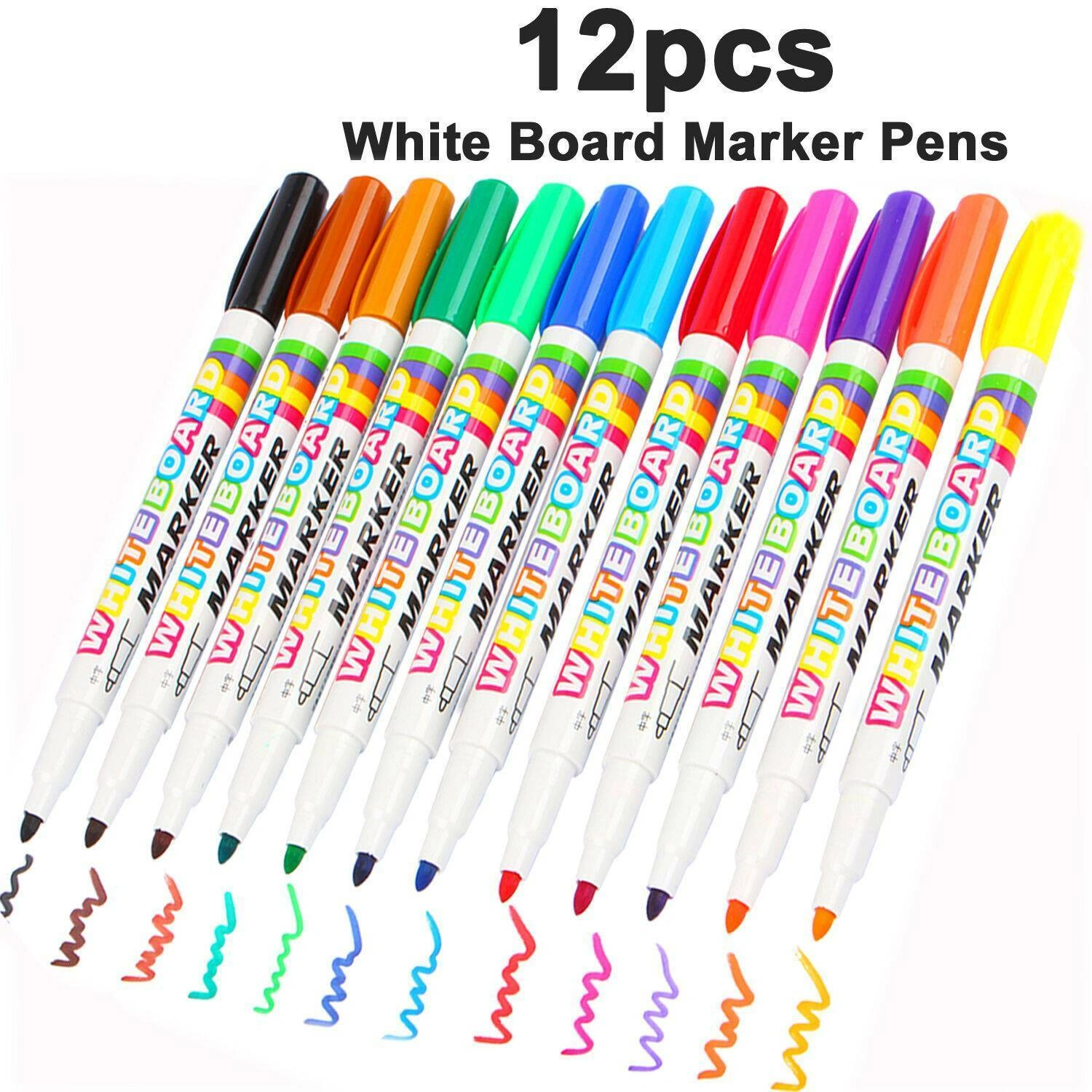 12 Colour White Board Marker Pens Pen Dry Eraser Easy Wipe Whiteboard Easy Dry view 3