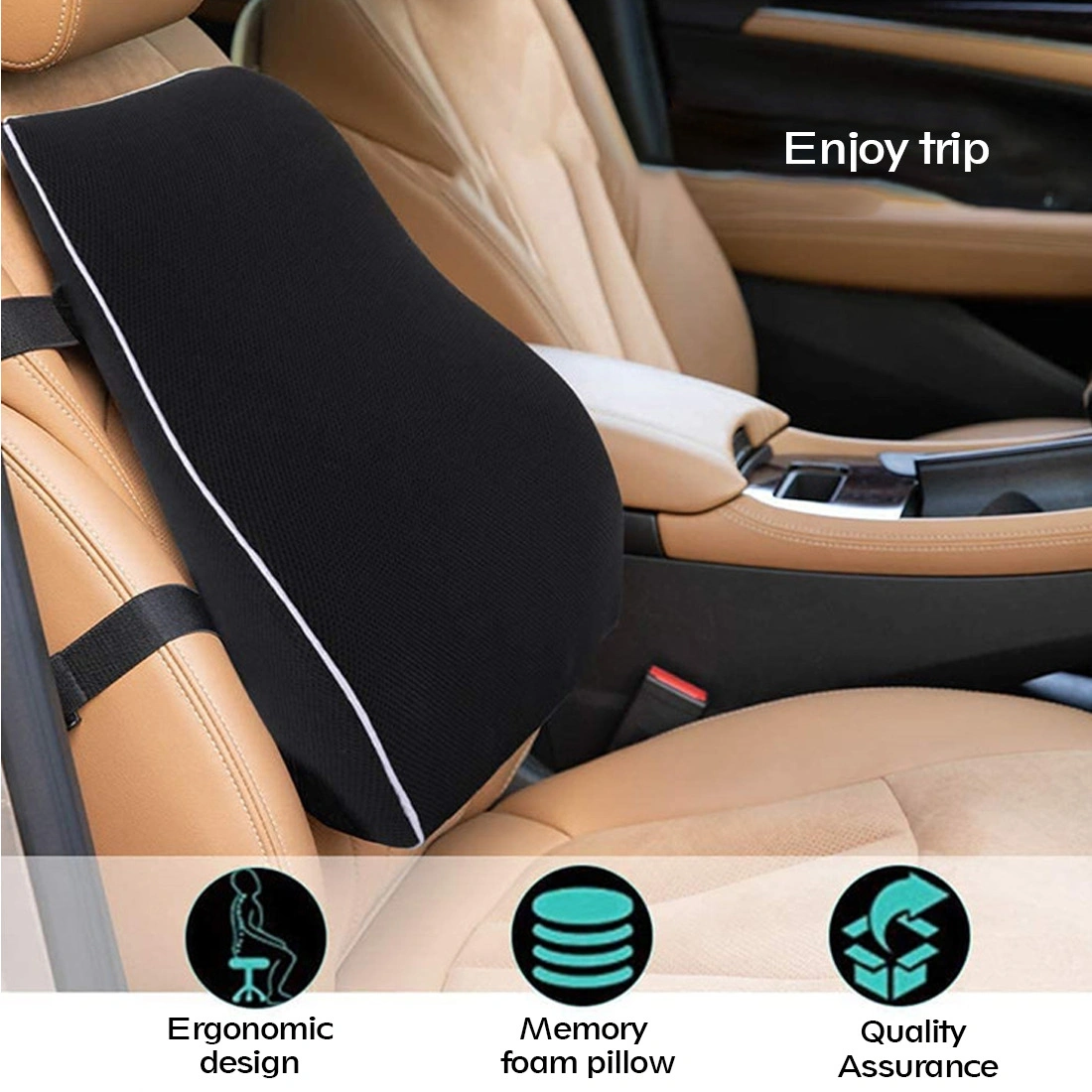 Memory Foam Seat Back Support Cushion, Lumbar Lower Pain Relief Chair Car Pillow view 2