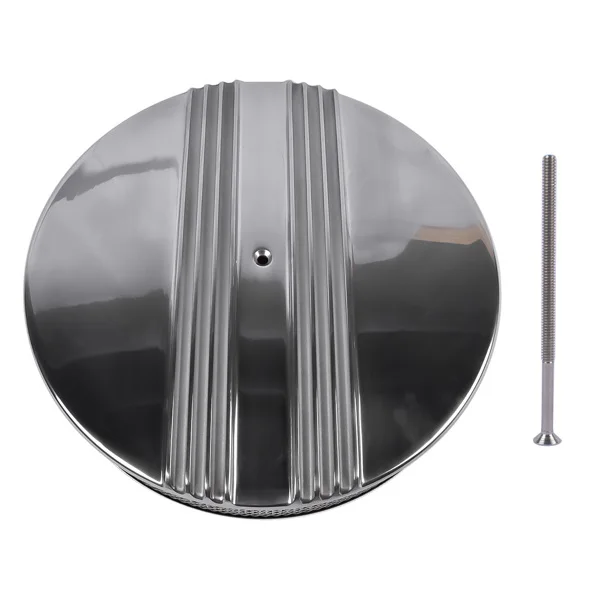 14" x 3" Half Finned Aluminum Air Cleaner With Recessed Base and Paper Element Polished view 2