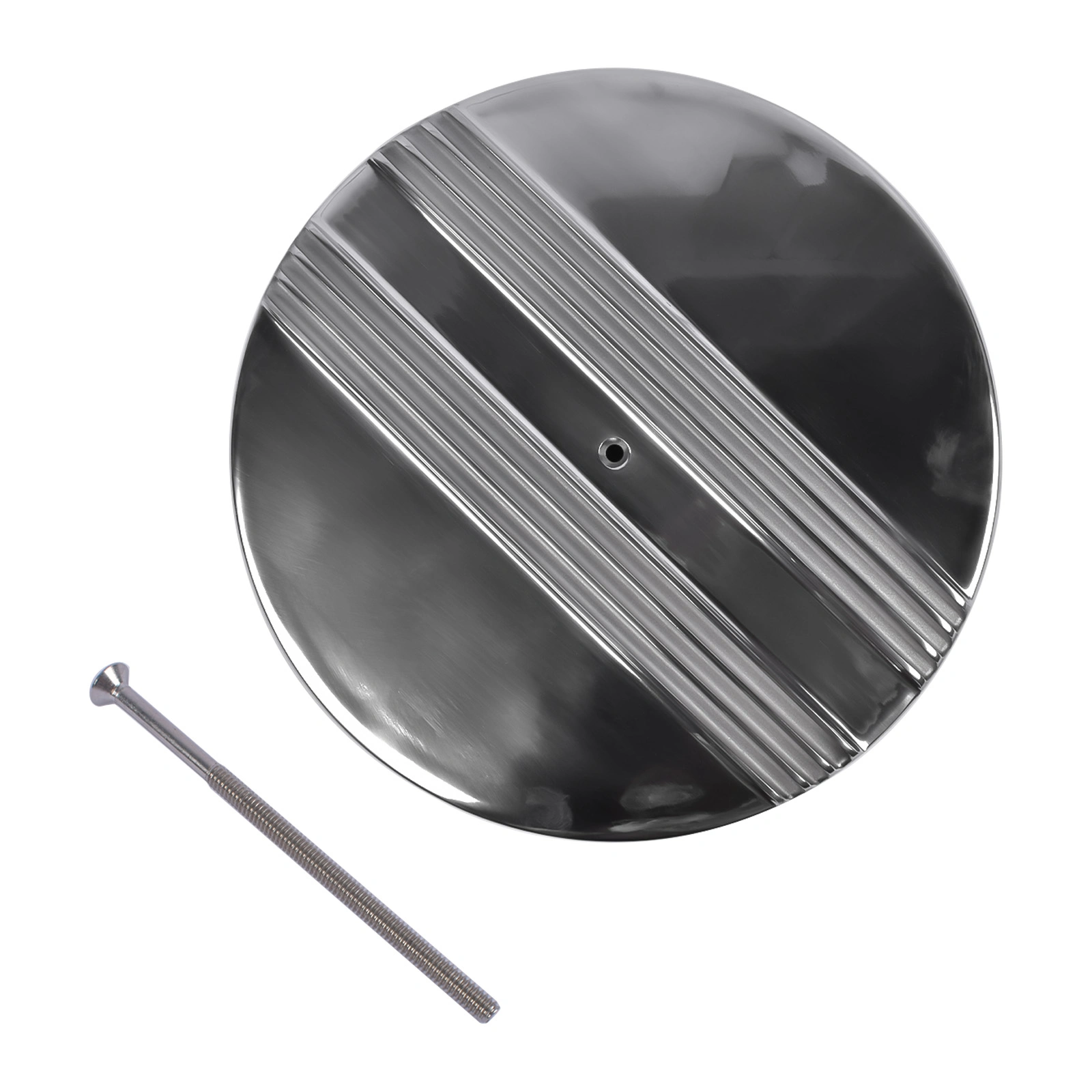 14" x 3" Half Finned Aluminum Air Cleaner With Recessed Base and Paper Element Polished view 4