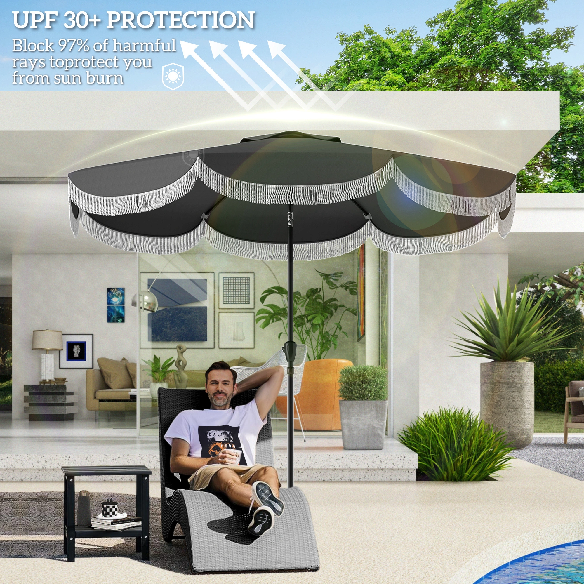Large Patio Umbrella Outdoor Garden Sunshade Replacement Canopy