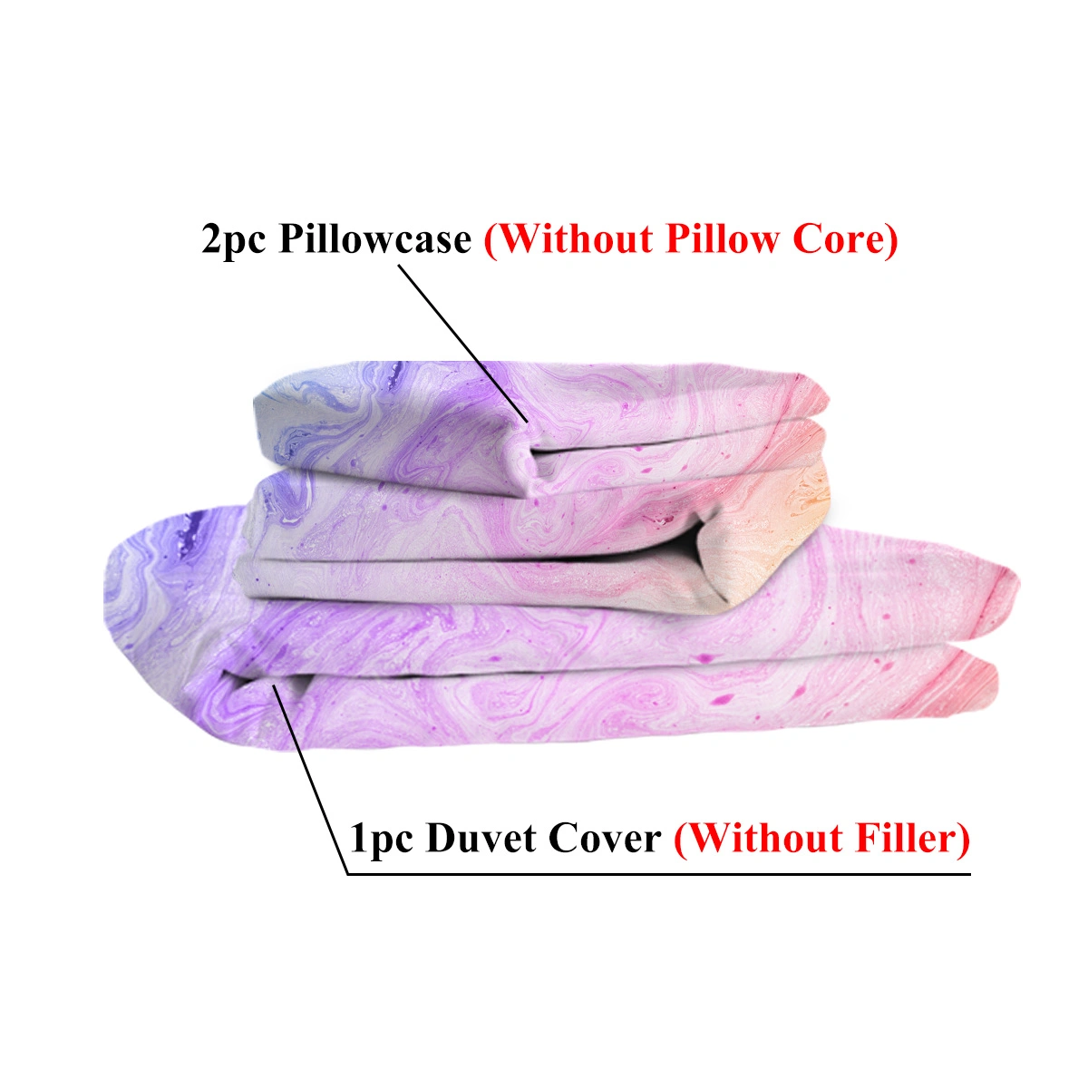 Girly Duvet Cover Rainbow Glitter Ombre Bedding Sets 3 Pcs Chic Unicorn Pink Purple Blue Green Pastel Bed Spreads Sparkle Quilt Cover Set with 2 Pillow Shams (Single) view 5