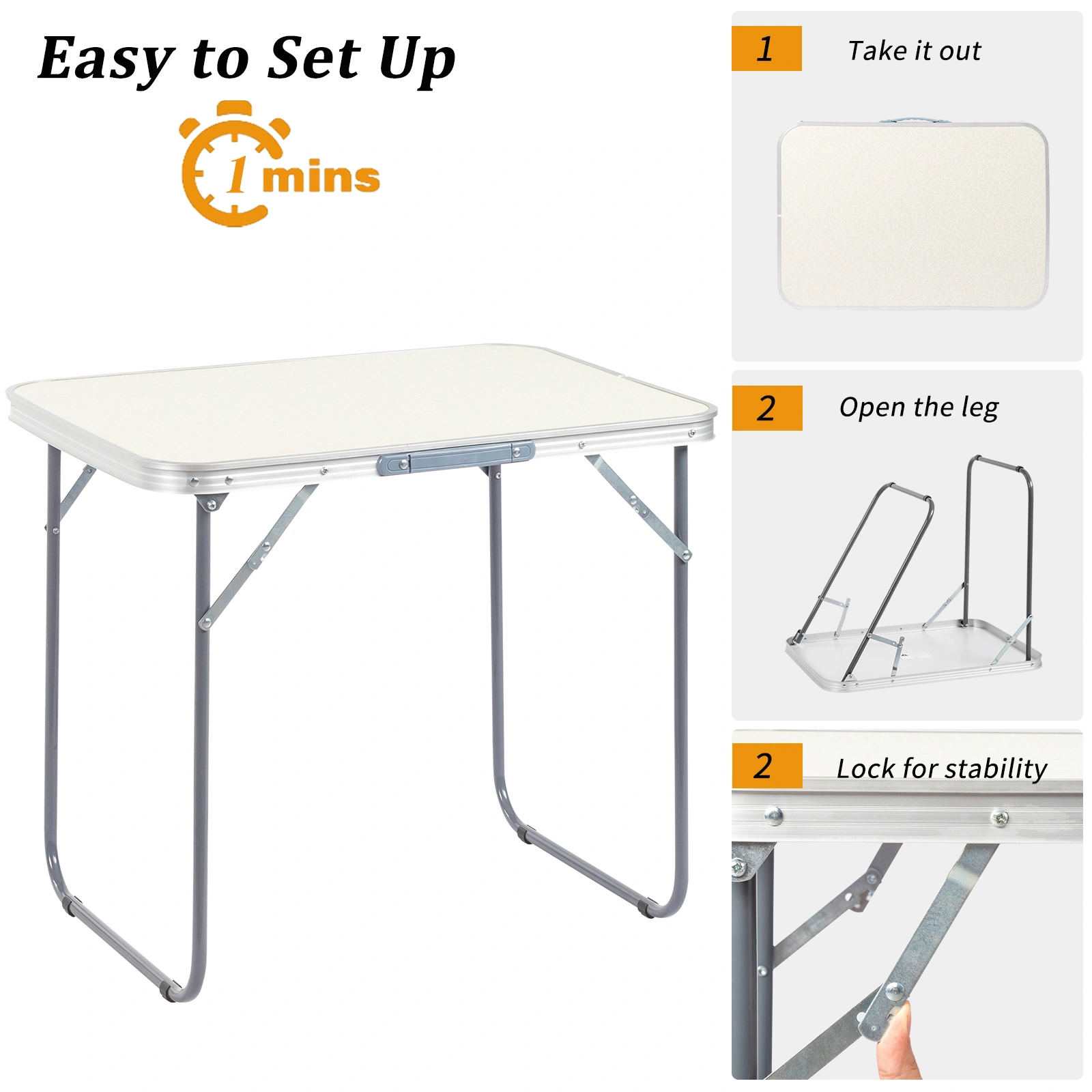 Aluminum Camping Folding Table 70x50x60cm Portable Outdoor Picnic Table for Hiking and Travel view 12